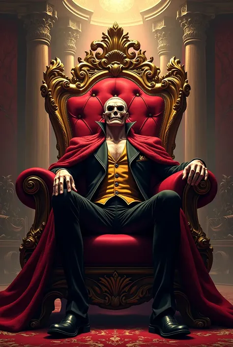 Don Doflamingo is sitting on a throne...