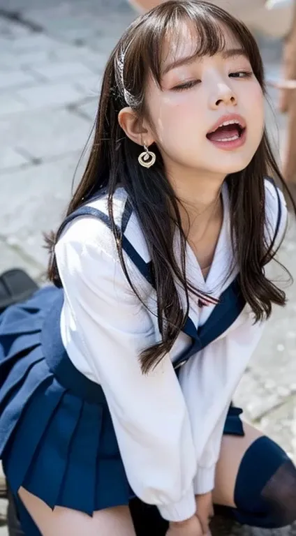  Shes Wearing The Worlds Cutest High School Uniform、Age 25、The sculpture model is attractive, ( one girl :1.Hotos、 photorealistic:1.4、 Official Art、Ultra-detailed、beautiful、And aesthetic 、beautiful顔、​masterpiece、top-quality、Poses that sexually stimulate me...