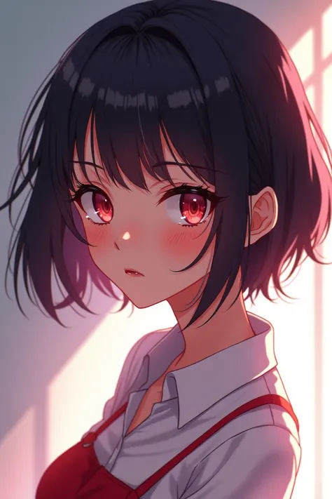 Mommy, anime style, short hair, blush, yandere