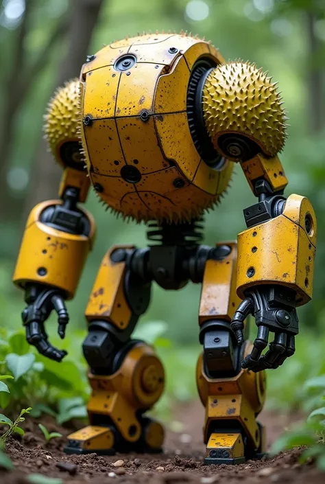 a realistic photo of a jackfruit robot