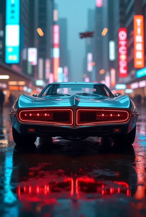 Create a hybrid  old futuristic
car inspired:dodge