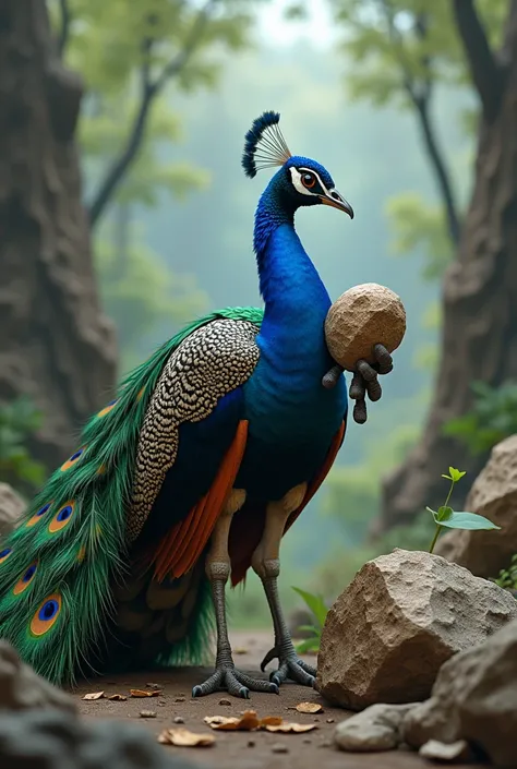 Imagine a peacock whose profession is geology, and that he is researching a rock with particular interest and curiosity