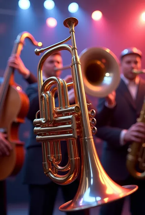 image of a sequence of instruments such as trumpet and others for a musical band