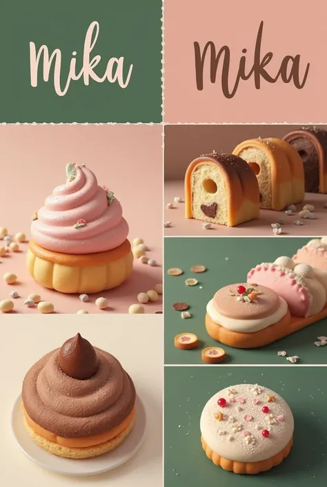 Brand for a pastry shop with the name Mika. 