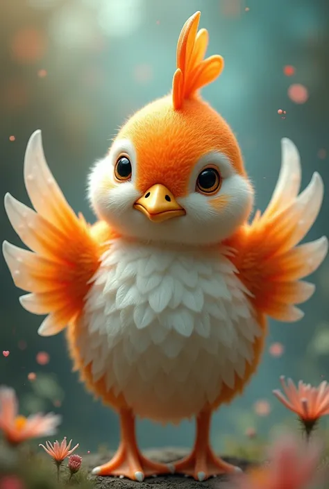 Goldfish, mix chicken, take the form of a love face and have the wings of a goose.