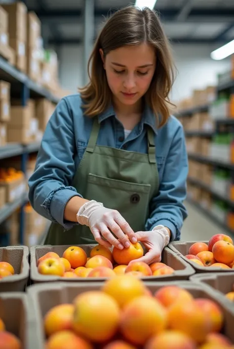 A student packaging Nectares pineapple
