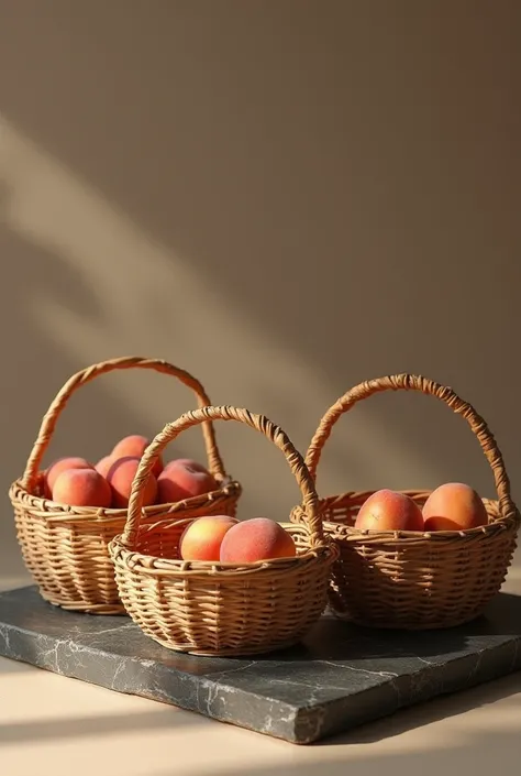 Empty peach baskets 