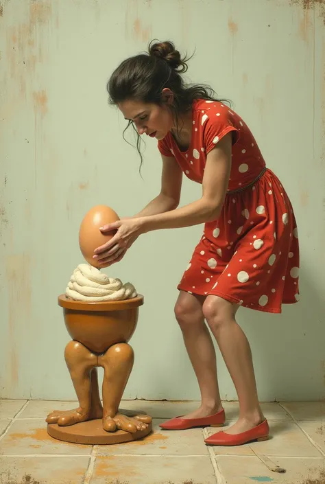 Woman stuffing her egg in it