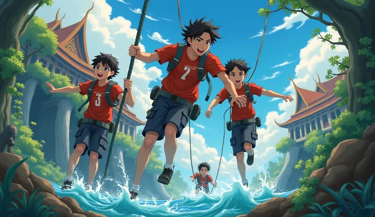 anime,disney films style,thai people,rescue,