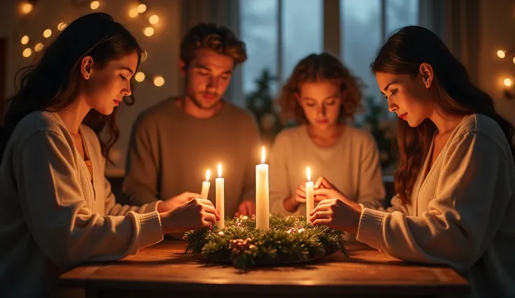 Images of people lighting candles on an Advent wreath