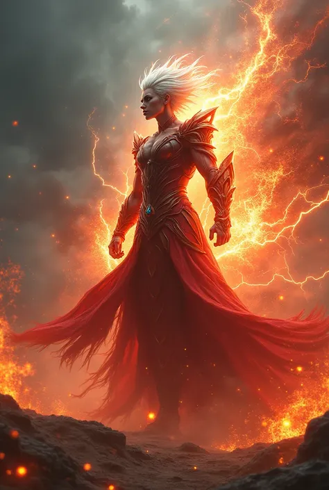  types that controls fire and lightning . He is the strongest of all .  He has white hair and a red strand

