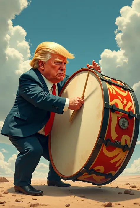 Trump plays a very, very big drum