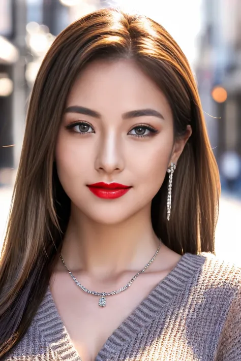 Urban beautiful girl college student, masterpiece, light makeup, red lips, silver hair, messy long hair, street background, beautiful, elegant. super fine details, master works, authentic texture, cinematic lighting realism, perfect job, 16K, hd, exquisite...