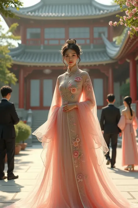 CUTE GODDESS WITH HANDSOME MANSION IN VINTAGE CHINESE DRESS, MENS BLACK DRESS, WOMEN, PASTEL DRESS