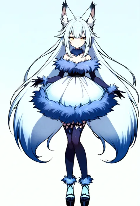 fox Light blue hair 　beast girl　indigo fur　fox beast girl