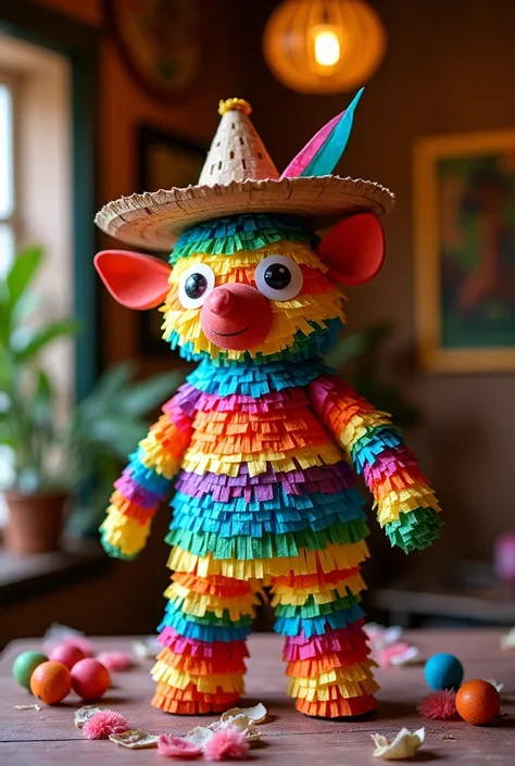 Prototype of homemade Mexican Christmas piñata with recycled material 