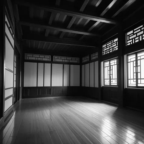 Monochrome、Chinese building interior