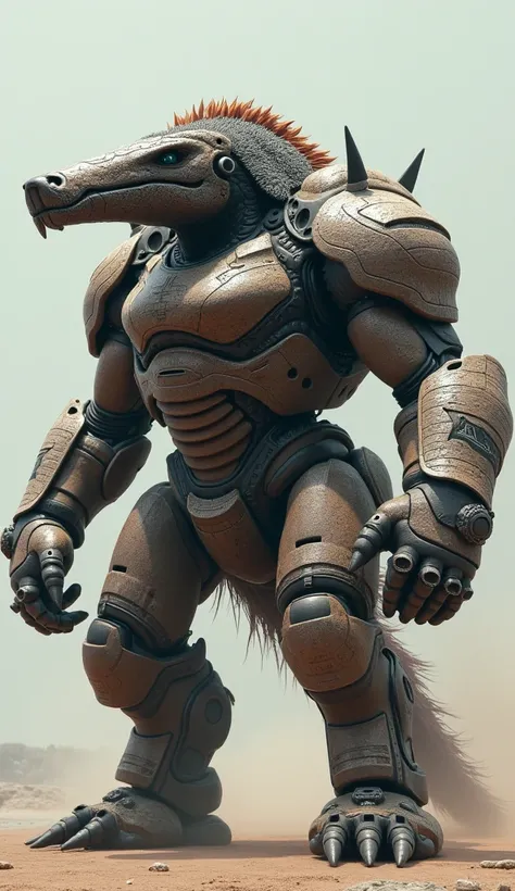 a giant anteater-tank hybrid, extremely detailed, intimidating, muscular, the anteaters mouth is the cannon, 8k, 9:16 aspect ratio, photorealistic, hyperrealistic, intricate details