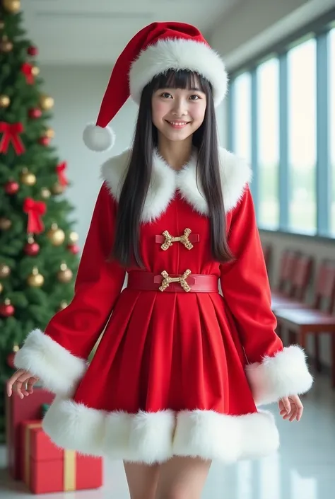 Santa clothes　 cosplay　 pretty girl　Asia　Idol　cute　Santa hat　High school girl　 real　High image quality