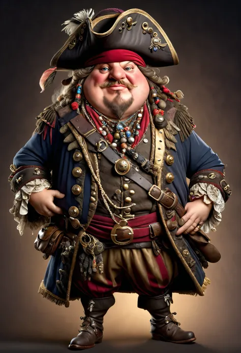 photorealistic portrait of Dressed animals - a ((fat)) wild sneil pirate,(brave pose), high quality,(lovely) ,intricate details, highly detailed ((pirates hat and clothes)) ,,highly detailed decorations, , (brave), studio lighting,(full body image:1.5)