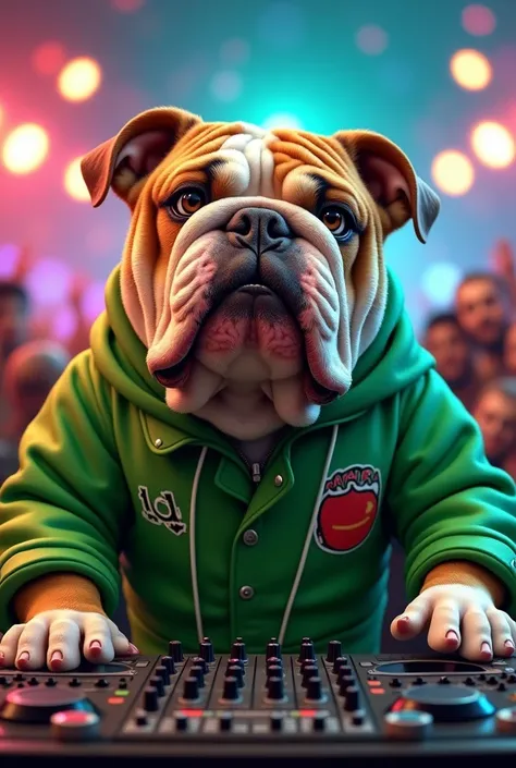 Bulldog dog green dj jacket
