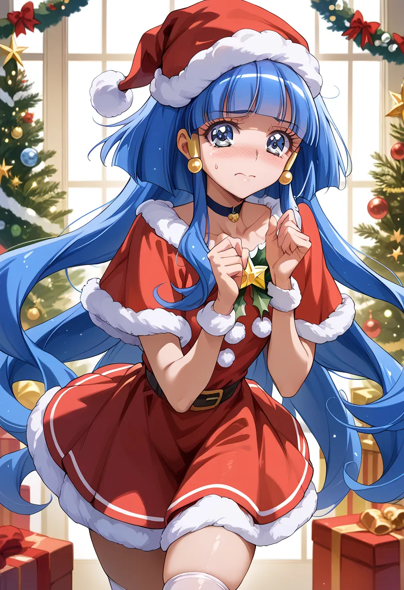 masterpiece, high definition , best quality,8k
(cure beauty) (santa hat,santa costume,micro mini skirt) embarrassed ,cute pose