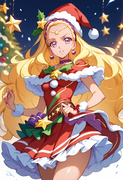 masterpiece, high definition , best quality,8k
(cure soleil)
(santa hat,santa costume,micro skirt)