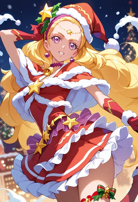 masterpiece, high definition , best quality,8k
(cure soleil)
(santa hat,santa costume,micro skirt)