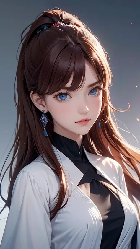 1 girl, Centauro Lillieado:1.2),Red hair, Hime brown hair,(cynical eyes, blue eyes), For the,angry, (embarrassing face)  ,Wearing elegant dress , master part , extremely detailed CG unit 8k wallpaper,  Best Quality ,32K,sharp focus, look at viewers