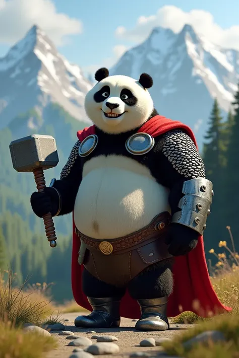 Kung fu panda dressed up as thor