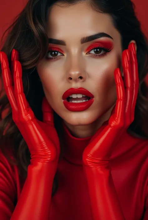 Red lipstick red hands 