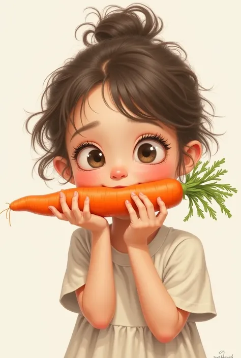 Carrot in the girls mouth