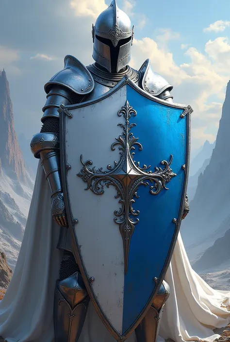 Fantasy style , Cuirassiers shield made of shaded white and blue shades 