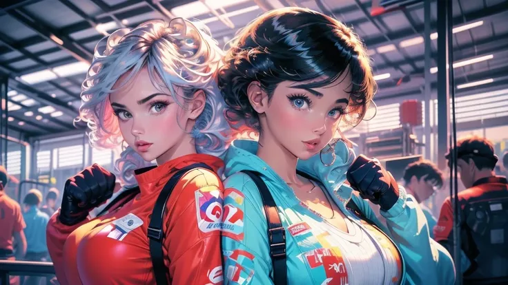 Anime-style quality, digital rendering mode,
Handsome guys and girls in factory work clothes are thanking each other and pumping their fists on the production line of a Japanese factory
A warehouse-like factory is filled with Japanese flags
The overall aes...