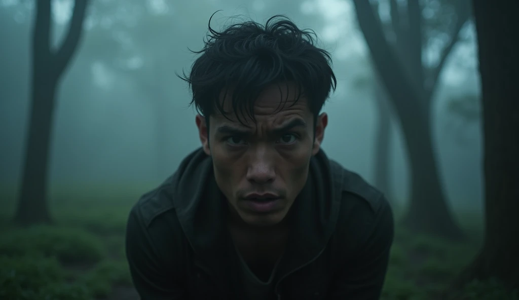 Rians frightened face when he felt he was being watched from behind the trees in Rawa Guntur. The thick fog that enveloped Java Indonesian version