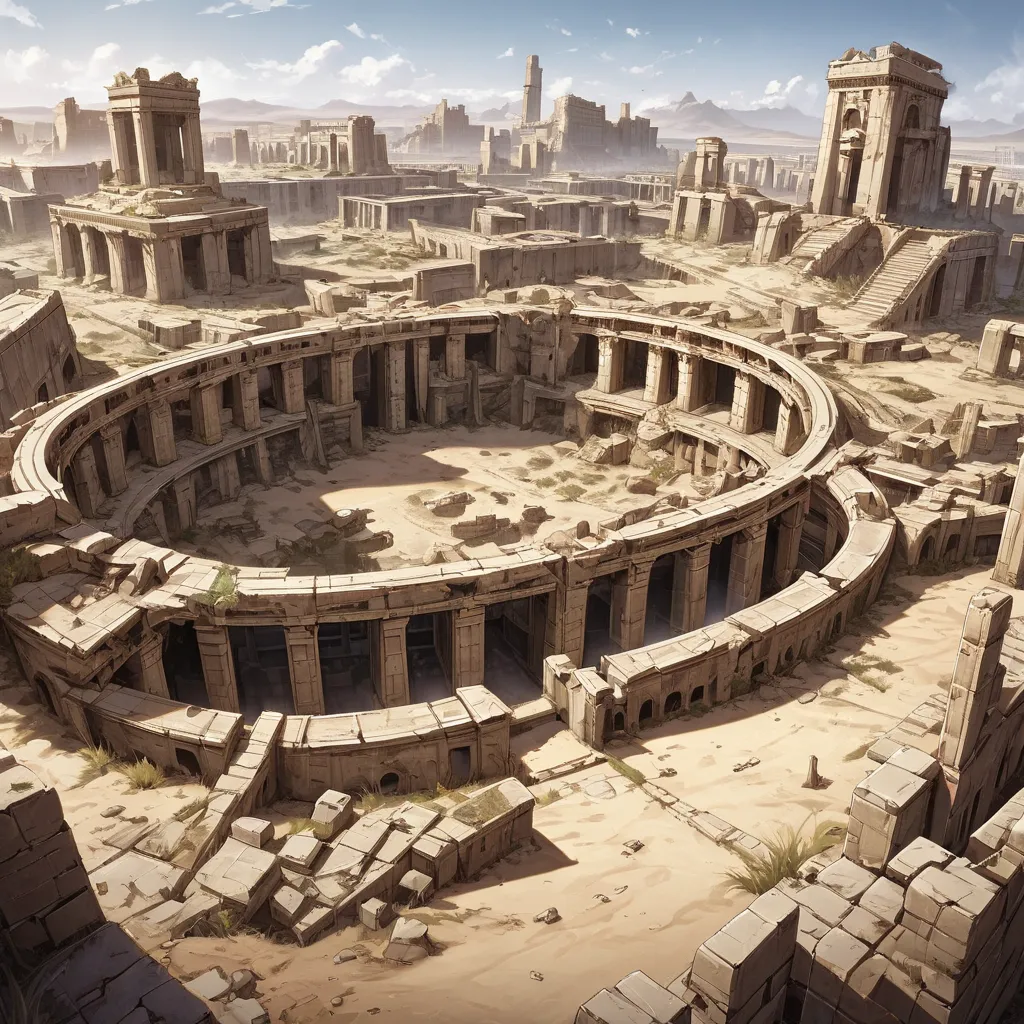 ruins of ancient civilizations: scattered across the wastelands are the remains of once-great cities, now buried under sand and ...