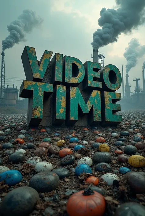 A picture saying Video Time with the background of all type of pollution 