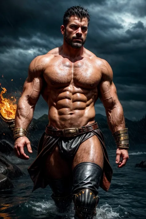 Masterpiece, High Quality, Best Quality, ultra quality, elegant, highly detailed , ultrarealistic , cinematic , male focus, solo focus, muscular, burly, male, (no shirt: 1.2) , a handsome, muscular man, Sexy Steampunk Style , Sexy male knight. Knight with ...