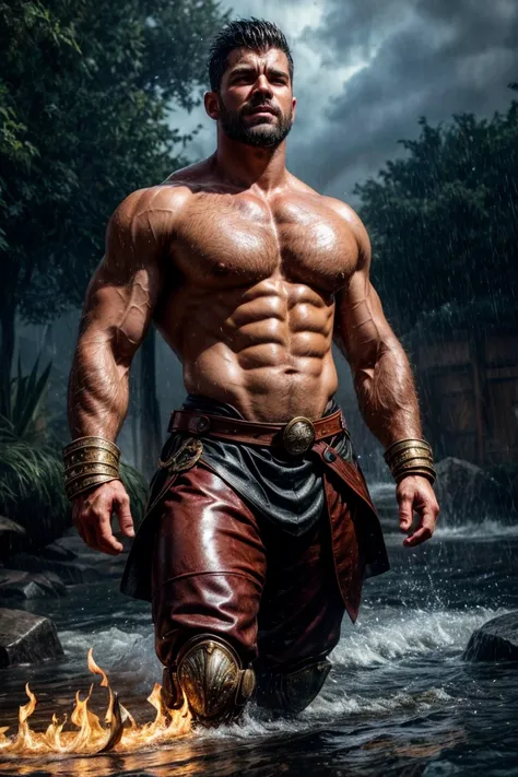 Masterpiece, High Quality, Best Quality, ultra quality, elegant, highly detailed , ultrarealistic , cinematic , male focus, solo focus, muscular, burly, male, (no shirt: 1.2) , a handsome, muscular man, Sexy Steampunk Style , Sexy male knight. Knight with ...