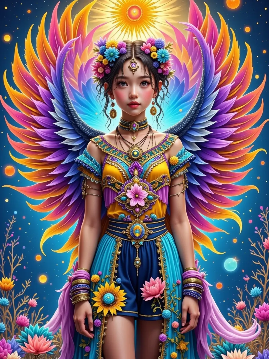 hyper realistic and detailed digital painting, transform to extreme enchanting bohemian spirit style art, ultra detailed masterp...