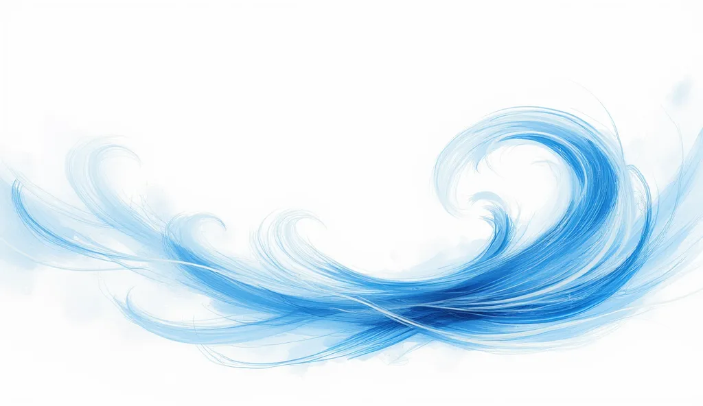 a blue monochrome minimal painting on white background. a continuous brushstroke line that swirls in the sheet, dancing above be...