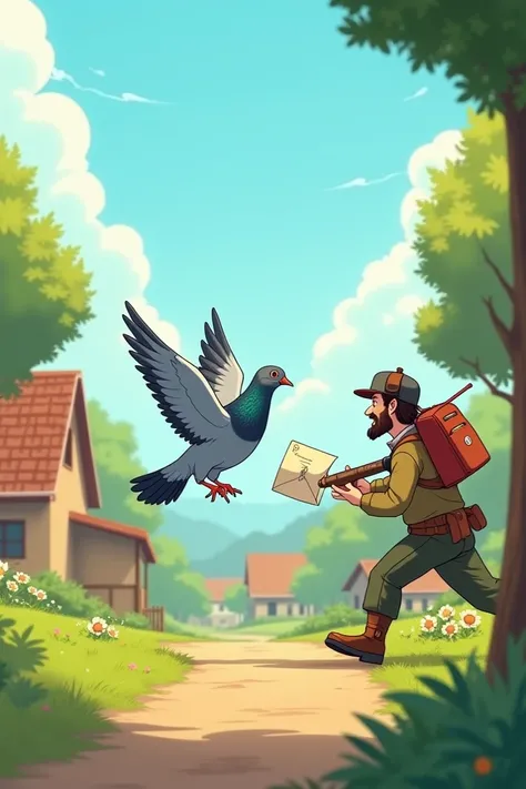 create a video in which a pigeon carries a letter, a hunter shoots at it but it runs away, throws it into the mailbox and it turns out its an email mailbox and the customer opens the message with a smile and then writes that he wants to book