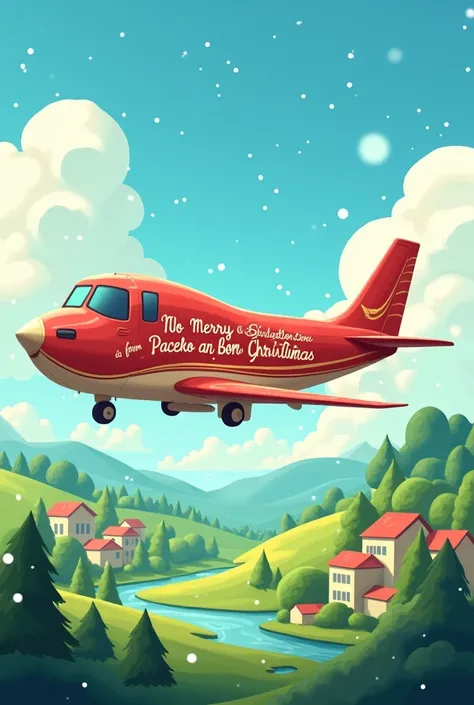 Photo of an airplane with the phrase Merry Christmas population of Bom Sucesso are the best wishes of Pacheco and Ellen 