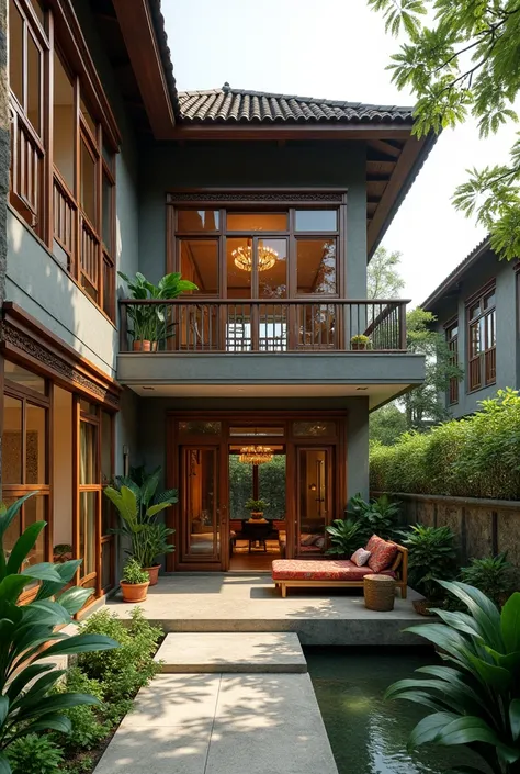 A modern Nusantara architectural apartment blends traditional elements with contemporary design, creating a unique and harmonious space. Key features include the use of natural materials like wood, rattan, and stone to preserve cultural heritage. Window an...