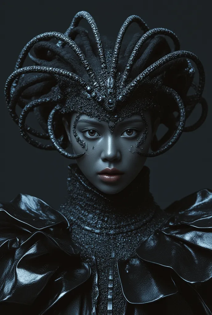 the borg queen, ebony eyes, demigog mistress, mother of crows, ultra hd, highly detailed, dramatic lighting, intricate, fantasy,...