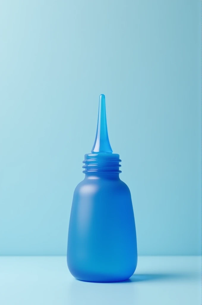 small blue liquid bottle for brain energy, the bottle has a thin spout at the tip and rounded sides 