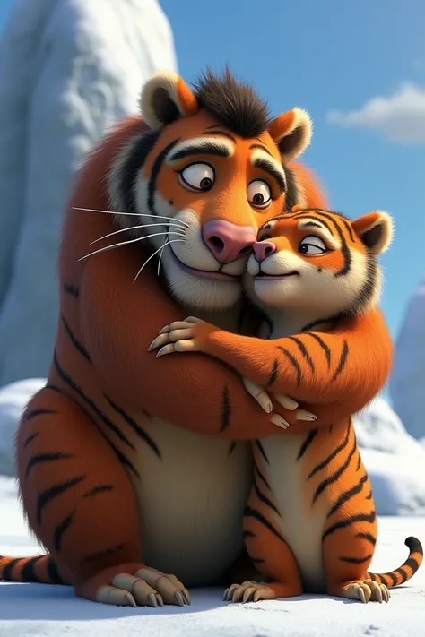 Play Sids grandmother from the Ice Age by kissing Diego
Exactly as it is in the movie
