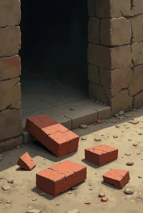 A few pieces of broken brick