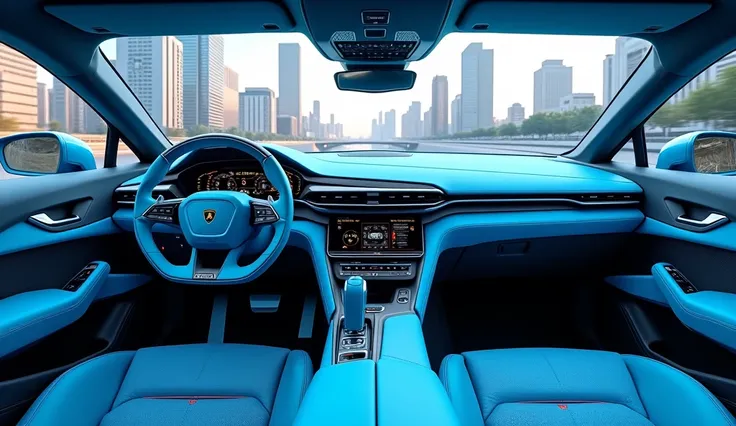 2025 Lamborghini Urus SE Hybrid) interior sky blue color 