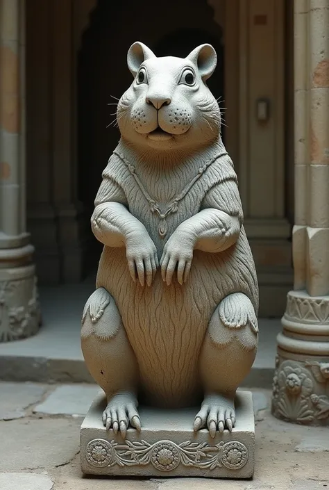 Capybara in a very detailed medieval stone statue 